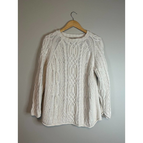 Abercrombie & Fitch Y2K Chunky Cable Ivory Knit Sweater Women's Med - Picture 3 of 8